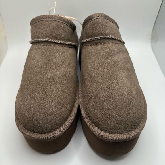 CUSHIONAIRE Women's Genuine Suede Cozy Mule Platform +Memory Foam 7.5 BROWN NWT - Picture 2 of 7